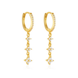 Petal Triple Drop Hoops - 14K Gold Plated